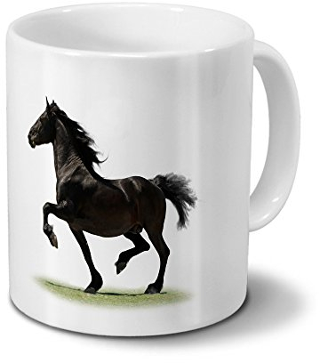printplanet Pferdetasse Friese - Tasse mit Pferdebild Friese - Becher, Kaffeetasse, Kaffeebecher, Mug - Weiß