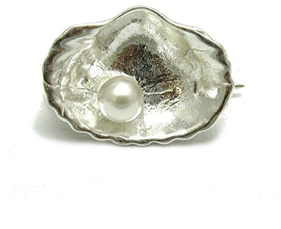 Sterling Silber Brosche Shell mit 6mm Perlen massiv 925 Empress
