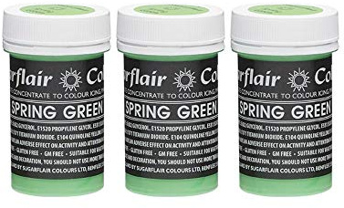 Sugarflair Spring Green Pastel Food Colouring Paste, Highly Concentrated for Use with Sugar Pastes, Buttercream, Royal Icing or Cake Mix, Subtle Colour Dye - 25g (Pack of 3)