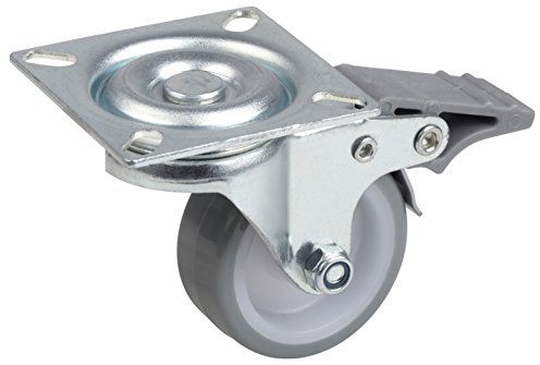 Metafranc Lenkrolle Ø 50 mm - Feststeller - 60 x 60 mm Platte - Polyurethan-Rad - Weiche Lauffläche - Gleitlager - 65 kg Tragkraft / Transportrolle / Möbelrolle / Schwerlastrolle / 802880