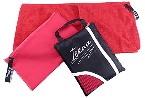 2er Set Mikrofaser Yogatuch Mate Handtuch Badetuch m. Silikon Rutschnoppen Rot
