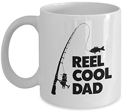 Reel Real Cool Dad Coffee & Tea Mug, Fathers Day Cup for Fishing & Angler Dad from Daughter, Son or Wife (11oz)