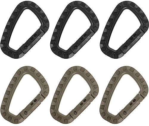 BESPORTBLE 6 Stücke Taktische Karabiner Schlüsselbund Klettern D Ringe Gear Clip Rucksack Hängende Schnalle für Camping Wandern Angeln Gym Außeneinsatz (schwarz und grün)