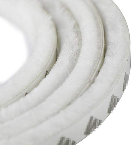 aufodara 5m winddicht Staubdicht Tür Fenster Dichtungsband selbstklebend Bürstenleiste 9 x 23 mm - für Lücken 9-20 mm (5 Meter, Weiß)