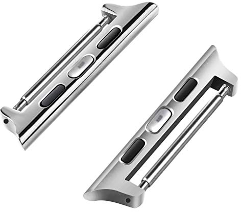 Burkley Connector für Apple Watch Armband Adapter mit Federsteg 38-40mm Stegbreite 22mm in Silber kompatibel mit Apple Watch 1/2 / 3/4 / 5