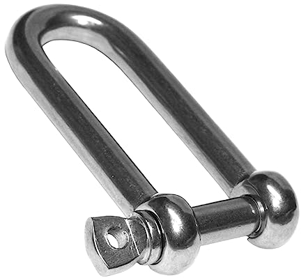 PRIOstahl Manille ronde - Boulons à visser - Connecteur de câble métallique - 1 manille longue M4 (35 mm x 8,5 mm) - Élément de connexion en acier inoxydable V4A - Pour eau salée, bateau, bateau