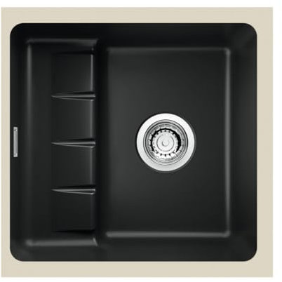 NABER 1091023 Unterbauspüle PickUP U mit Premium-Drehexzentergarnitur, ab 600 mm Schrankbreite, Keramik, Nero