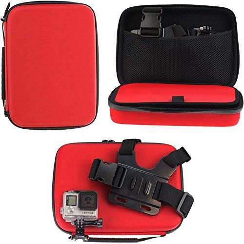 Navitech Red Heavy Duty Robust Action Camera Hard Case - Compatible With The YI 4K Action Camera
