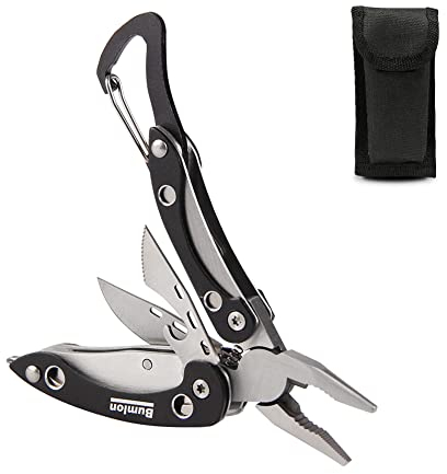 Bumlon Taschenmesser Multitools, 8 in 1 Mini-Multitool Faltzange aus Edelstahl, Multifunktionszange mit Flaschenöffner, Schraubendreher, Säge, Messer, für Camping im Freien, Reparatur und Angeln