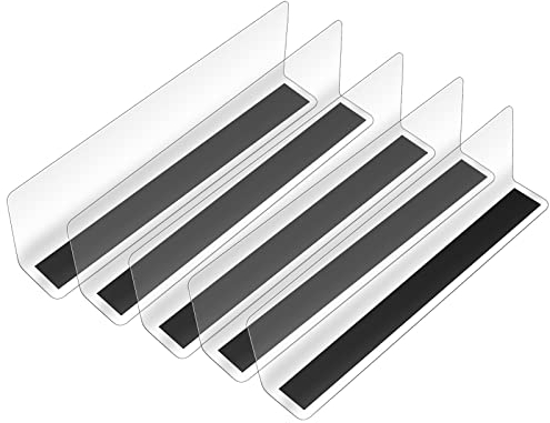 iplusmile 5 Pack Clear Plastics Shelf Divider, Closets Shelf Separator and Organizer, Transparent Closet Organizer Divider for Kitchen Cabinets, Bookcases
