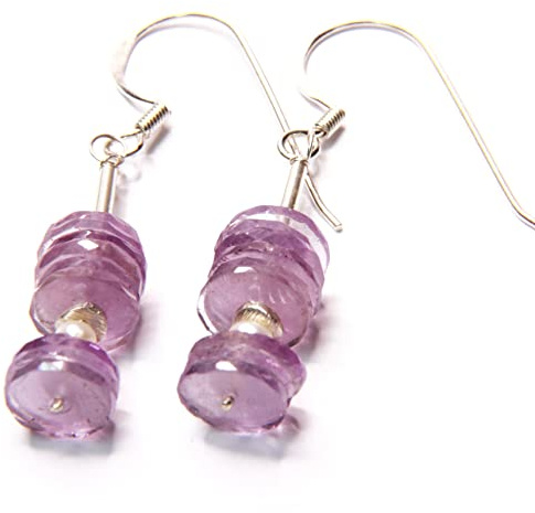 Amethyst Ohrhänger, Amethyst Scheiben, Sterling Silber, lila Ohrschmuck