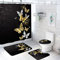 ZDDWLDL 3D Gedruckter Duschvorhang Set Mit Rutschfesten Teppichen Toilettendeckel Und Badematte Stoff Wasserdichtes Badezimmer Zubehör Badezimmerdekor,Schwarz-weißer Goldener Schmetterling,150x180 cm