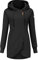 ELFIN Damen Lange Kapuzenpullover Zipper Hoodie Herbst Winter Pulli Sweatjacke mit Reißverschluss, Schwarz, M