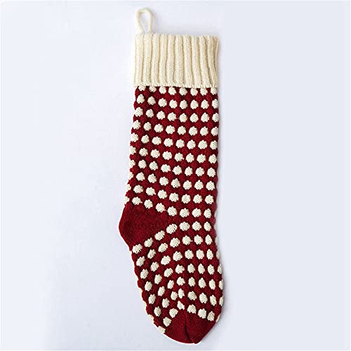 GIVBRO Weihnachtsstrümpfe, gestrickt, gepunktet, Geschenkbeutel, Süßigkeiten-Beutel für Weihnachtsbaum, zum Aufhängen, Kamin, Heimdekoration, 46 cm