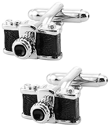 Jonwo Vintage Camera Cufflinks for Men in Gift Box French Cuff Shirt Photographer Black Cufflinks Business Wedding Anniversary