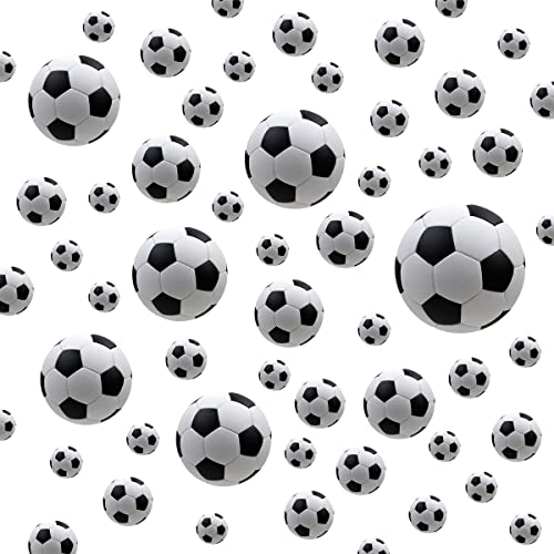 WandSticker4U®- [56 Stück] 3D Wandtattoo FUSSBALL Junge schwarz/weiß I Wandsticker Kinderzimmer Jungen Fussball Sport I Wandaufkleber Kinderzimmer Deko Junge Mädchen Tür Aufkleber Möbel Sticker COOL