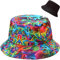 Malaxlx Damen Tiger Druck Fischerhut Bucket Hat Anglerhut Reversibel Fischerhüte Sonnenhut Sommerhut Faltbarer Draussenhut