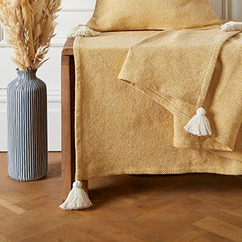 Appletree Loft Kaidon Tagesdecke, 100% recycelte Baumwolle, 130 x 180 cm, Ocker