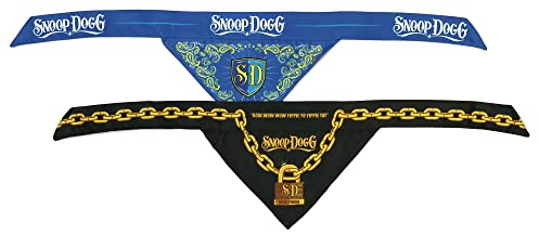 Snoop Doggie Doggs Deluxe Haustierhalstuch, 2 Stück, verstellbare Bänder, Halbzeit/Off The Chain, Größe S