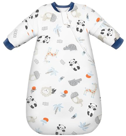 MIKAFEN Baby Sleeping Bag Winter 3.5 tog with removable sleeves, 100% cotton sleeping bag with arms,Lion&Pandar 58-70cm/0-6 Monate