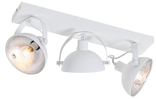 Qazqa Verstellbarer Deckenstrahler, Deckenspot - Magnax - Weiß, max. 40W, Geeignet für LED, 57.9cm, 3-flammig, Ideal als Küche lampe und Wohnzimmerlampe