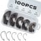Piscorush Offset Worm Jig Hooks Bass Fishing Hooks 3X-Strong High Carbon Steel Worm Hooks Soft Lure Baits Jigging Fish Hooks Bass Trout (Set A - 2# 1# 1/0 2/0 3/0 100Pcs)