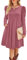 Aokosor Womens Long Sleeve Dress Ladies Casual Tunic Dress Gigot Sleeve Dress with Pockets Pink Size 6-8