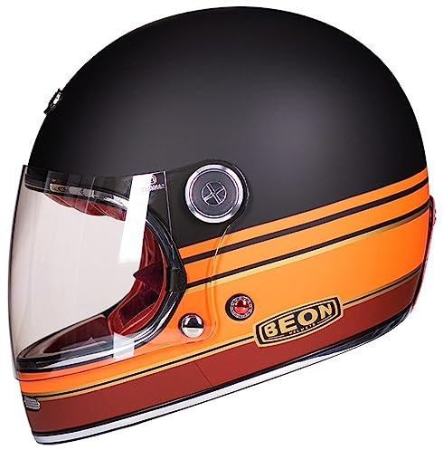 ZLYJ Vintage-Integralhelm Für Motorrad, Motorrad, Roller, Retro, Klassisch, Crash, Racing, Touring, ECE-Zugelassener Helm B,Medium