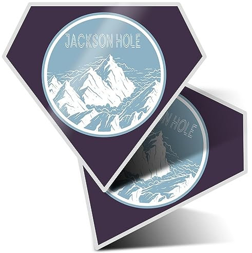 2 x Vinyl Stickers 10 cm - Diamond Shape Jackson Hole Mountains Peak Adventure Art Print Decal Laptop Tablet Luggage Car Wall Fridge Door Sticker #59278
