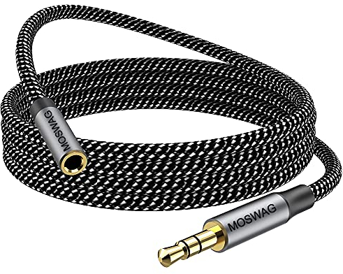MOSWAG Rallonge Jack Audio 3.5 mm 3 Pôles pour Casque Micro, Nylon Tressé Jack Mâle vers Femelle Câble Extension Audio Stéréo Compatible avec MacBook, IMAC, voitures, téléviseurs, DVD (10M)