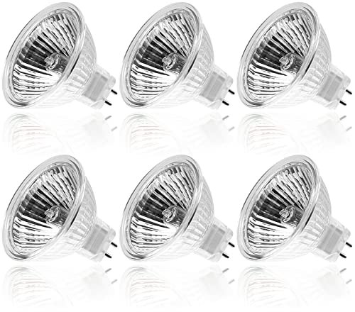 WeshLMPO Ampoule Halogène GU5.3 50W 12V, Ampoule MR16 Dimmable 500LM 2700K Blanc Chaud, Ampoule Halogene 2 Broches Couvercle en Verre pour Plafonnier, Pack de 6