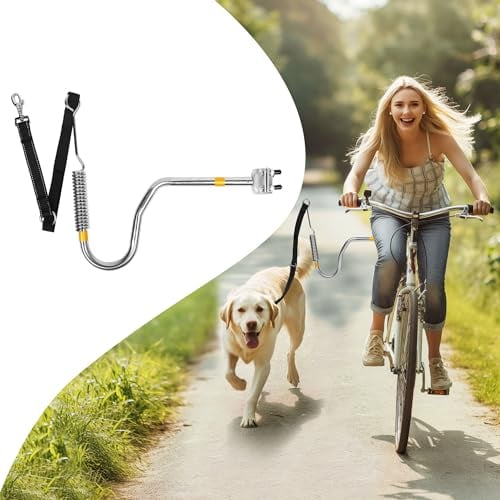 iPetba Fahrradleine für Hunde mit Quicklock und Abstandhalter - Fahrrad Hundeleine mit Stoßdämpfern und Schnell Befestigungsmechanismus Für Laufen, Radfahren, Draußen