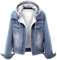 EMUKFD Giacca invernale da donna con cappuccio staccabile casual Sherpa foderato in pile denim jean giacca da camionista cappotto autunno giacca di jeans Sudadera con capucha desmontable para mujeres
