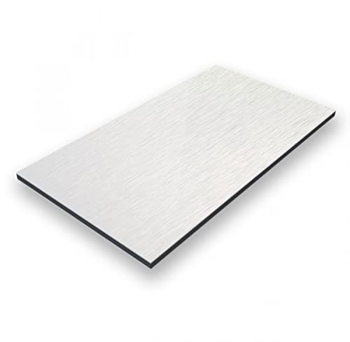 AMON Aluverbund 24 Aluverbundplatte, Aluminium Platte, 3mm dick, Silber Gebürstet 001, 100x100cm