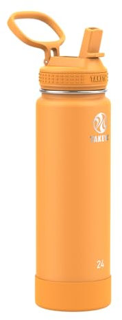 Takeya Actives Water Bottle with Straw Lid - Durable & Easy-Care Water Bottle with Stainless Steel Insulation - BPA-Free Lid with Carry Handle & Straw - Dishwasher-Safe - 24 oz, Honeycomb