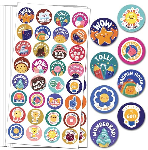 1600 Stück Stern Belohnungsaufkleber, 25mm Motivationsaufkleber für Kinder, 32 Muster Selbstklebende Lehrer Belohnung Aufkleber (Stern)