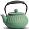GUANGHEIRON Teiera in ghisa, 680,4 g, cassaforte con infusore per tè e caffè, teiera giapponese con motivo a conchiglia rivestita con interno smaltato, manico in silicone, 700 ml, verde
