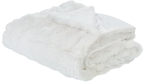 Beliani Kuscheldecke Kunstfell weiß 150 x 200 cm flauschig Tagesdecke für Bett Salka