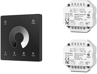 Tuya Zigbee AC Triac Dimmer LED Controller della luce Interruttore a pulsante 110V 220V 230V Controllo rotativo senza fili Touch Remote Control(Color:2xS1-B(WZ) TW1 B)