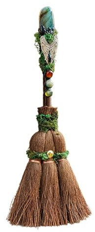 Escoba de Bruja de, Escoba de Brujas de Halloween, Escoba de Altar Wiccan Creativa Escoba de Natural, Innovadora Escoba de Altar de Brujas, Escoba compacta en Miniatura para Home Car
