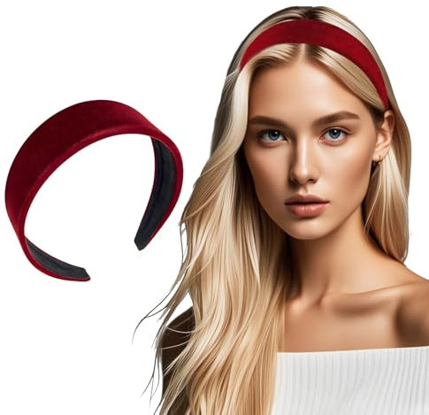 Haarreif Breiter Weinrot Breit Haarband für Damen Mädchen Klassischer Stirnband Basic Schwarz Band Minimalistischen Haarschmuck Haarkranz Kopfband (Weinrot, Einheitsgröße)