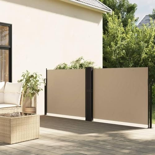 Store latéral rétractable - Brise-vue pour jardin, balcon - Brise-vent - Store d'extérieur - 140 x 600 cm - Beige