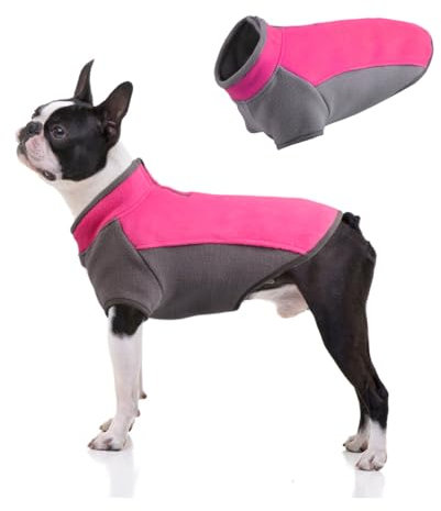 Felpa per cani Cappotto in pile elasticizzato Giacca calda per cani Pullover per cani di piccola e media taglia Vestiti invernali per animali domestici da indossare all'interno e all'aperto, Rosa, M