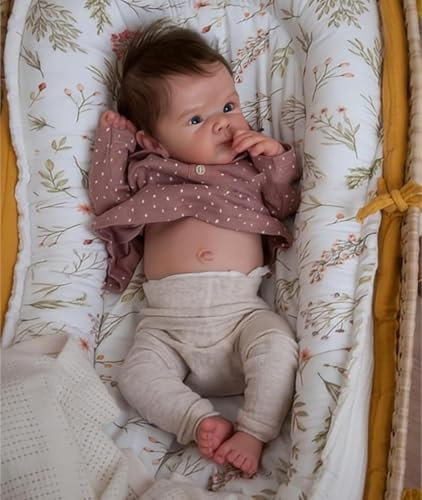 Zero pam Reborn Baby Vollsilikon Lebensecht, Reborn Baby Mädchen, 48CM Reborn Puppen Lebensecht, Puppe Wie Echtes Babys, Lebensechte Babypuppen, Reborns Puppen Mit Haaren
