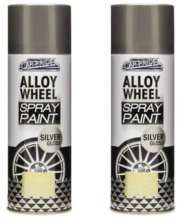 PEBBLE HUG Silver Gloss Alloy Wheel Spray Paint, Fast-Drying Formula, Perfect For Both Indoor And Outdoor Use, DIY Enthusiasts, Durable, Long-Lasting, 400ml, (2 Pcs)