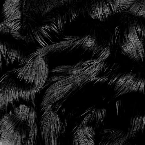 GreatRise 25 * 25cm Quadratisch Kunstpelz Stoff Material Shaggy-Kunstfell-Stoff Schnitte Plüsch Aufnäher Patches Stoff für Kleidung Teppiche Flicken Sofa Decken Sitzkissen Schwarz 1 Stück