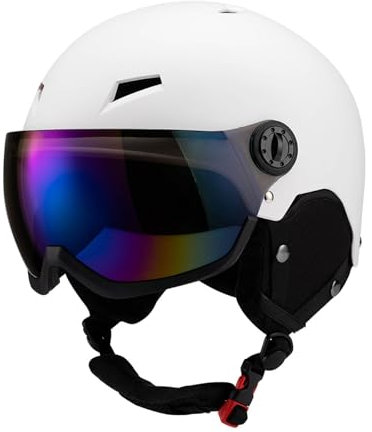 Harilla Casque de Skateboard, Casque de Snowboard avec Lunettes de Ski, Casque de Ski, Casque de Neige pour Sports d'hiver, Hommes et Femmes, White M