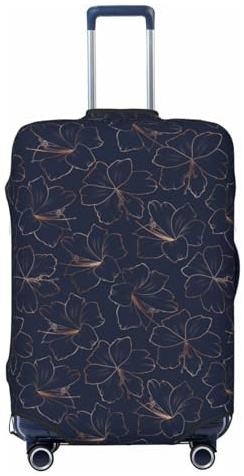 Housse de protection pour valise – Cuivre-doré brillant contour fleur de lys doux et tendance pour bagages, noir, Medium