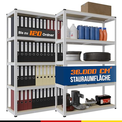 2mGoods 2er Set Robustes Schwerlastregal 180x90x40, geruchsarm mit abgerundeten Kanten, Küchenregal, Schimmelresistent, erhöhte Stahlstärke Metallregal, bis 875KG (Silber, 0,55 mm)