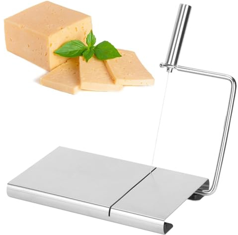 VIFERR Käseschneider, Edelstahl Käsehobel Schneidebrett mit 5 Ersatzdrähten, Käsebrett mit Draht, Butterschneider für Käde, Butter, Toast und Frühstücksfleisch